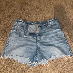American Eagle Outfitters Light Blue Frayed Jean Shorts